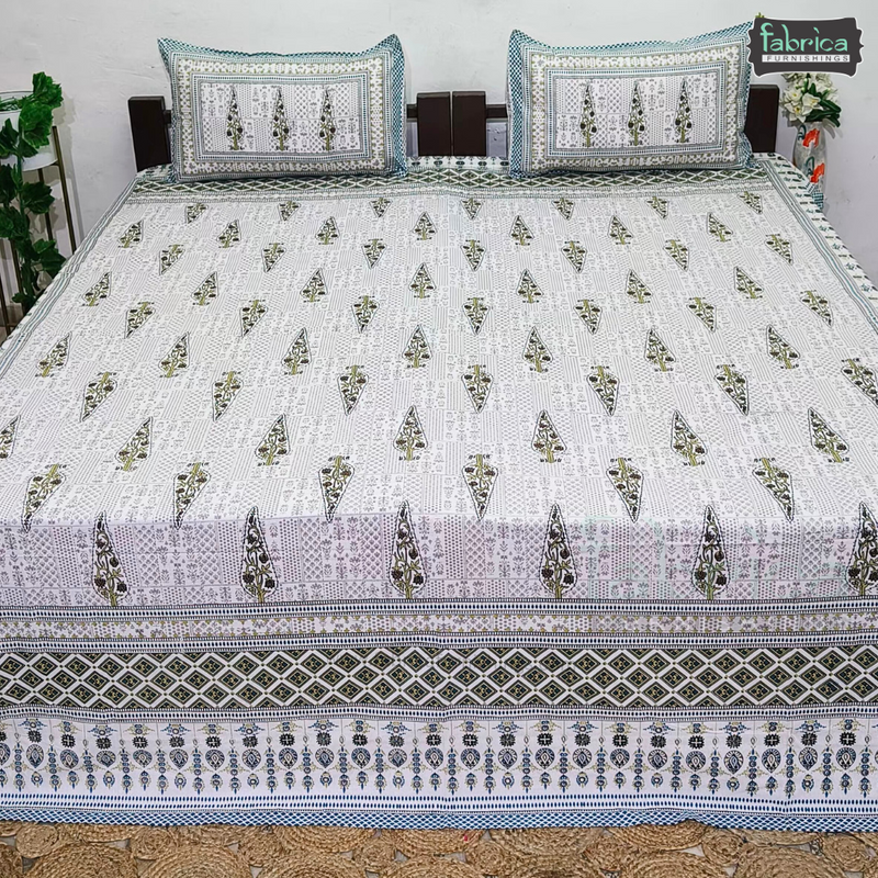 Sanskriti Pure Cotton Double Bed Printed Bedsheet Set