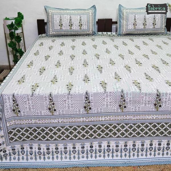 Sanskriti Pure Cotton Double Bed Printed Bedsheet Set