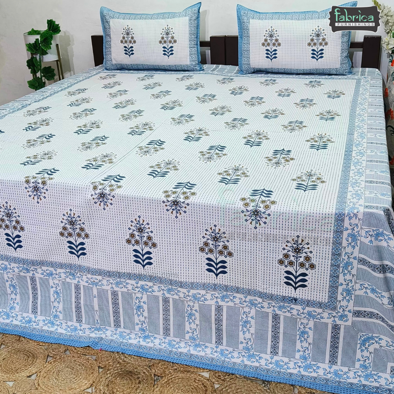 Sanskriti Pure Cotton Double Bed Printed Bedsheet Set