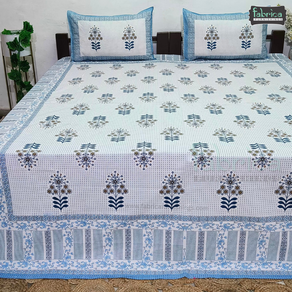 Sanskriti Pure Cotton Double Bed Printed Bedsheet Set