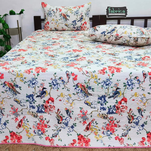 Anokhi Prints Pure Cotton Quilted Double Bed Reversible Bedcover