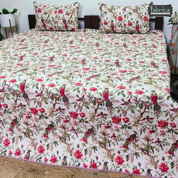 Anokhi Prints Pure Cotton Quilted Double Bed Reversible Bedcover