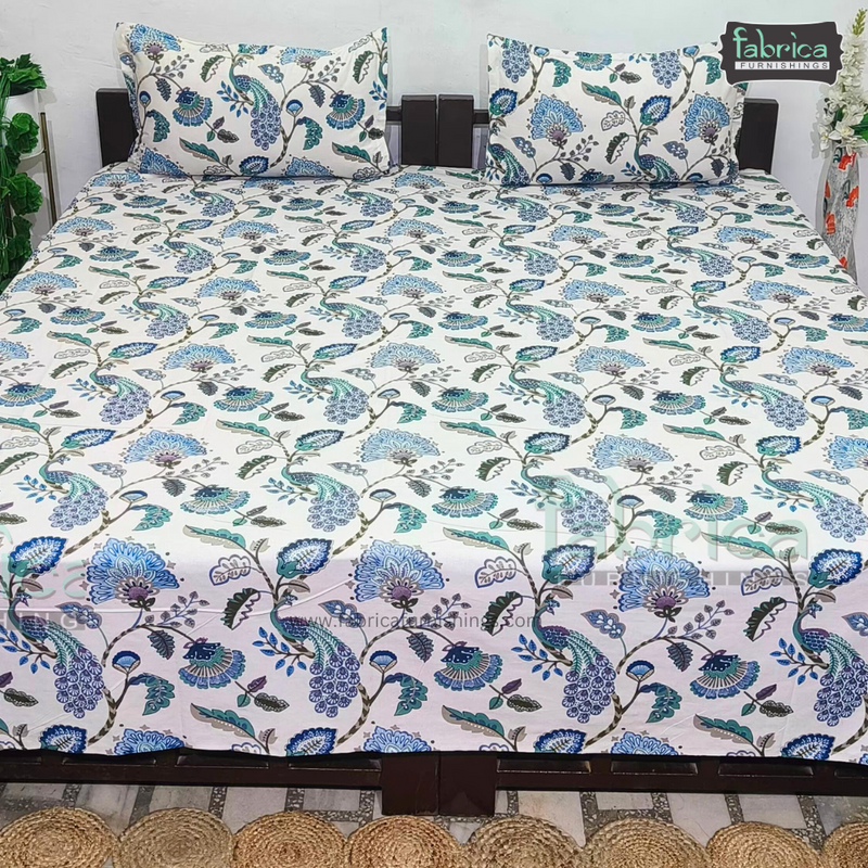 Anokhi Printed King Pure Cotton King Size Bedsheet Set