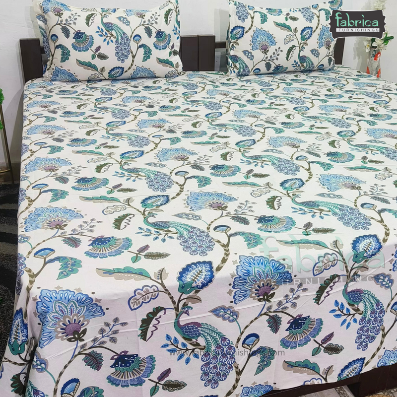 Anokhi Printed King Pure Cotton King Size Bedsheet Set