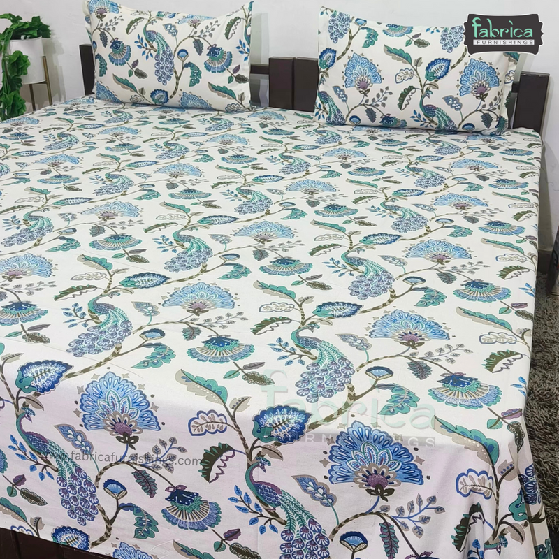 Anokhi Printed King Pure Cotton King Size Bedsheet Set