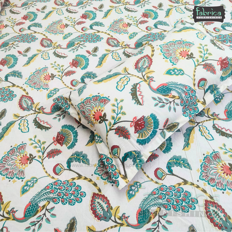 Anokhi Printed King Pure Cotton King Size Bedsheet Set