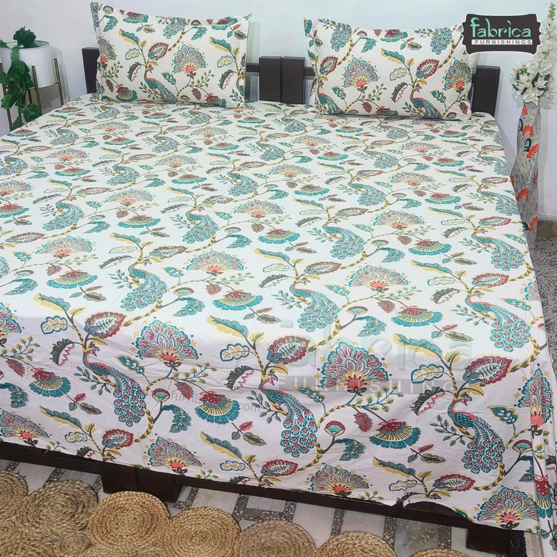 Anokhi Printed King Pure Cotton King Size Bedsheet Set