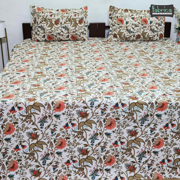 Anokhi Printed King Pure Cotton King Size Bedsheet Set