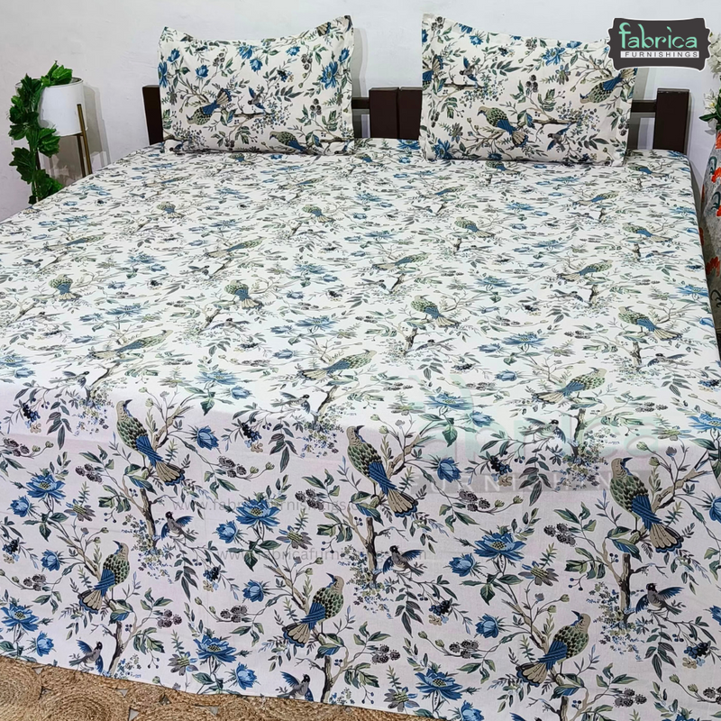 Anokhi Printed King Pure Cotton King Size Bedsheet Set