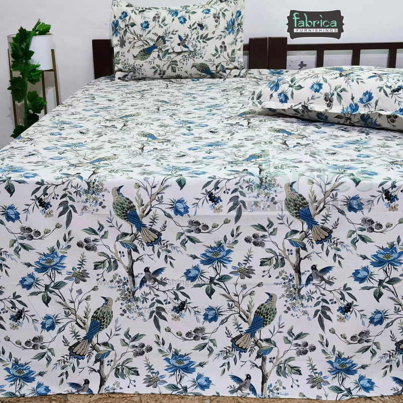 Anokhi Printed King Pure Cotton King Size Bedsheet Set