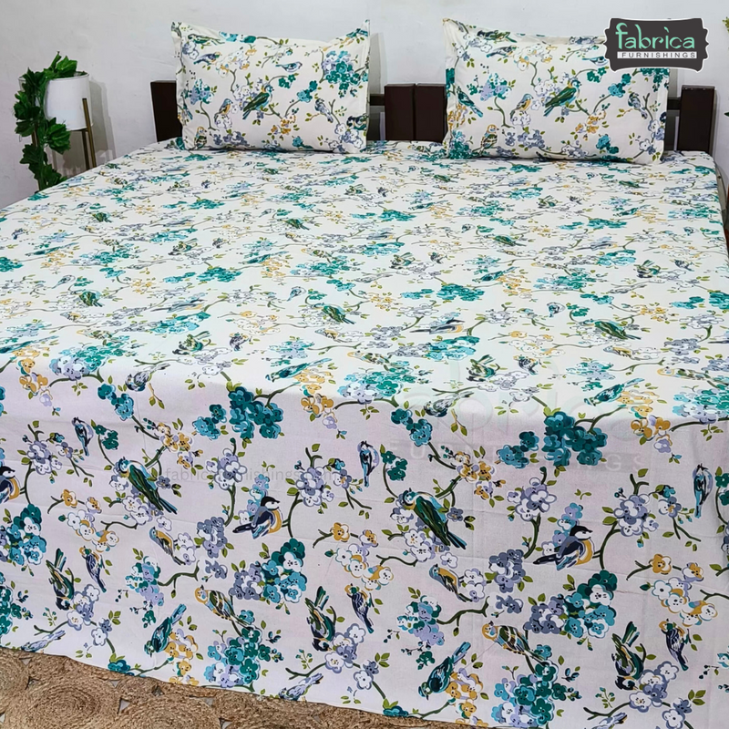 Anokhi Printed King Pure Cotton King Size Bedsheet Set