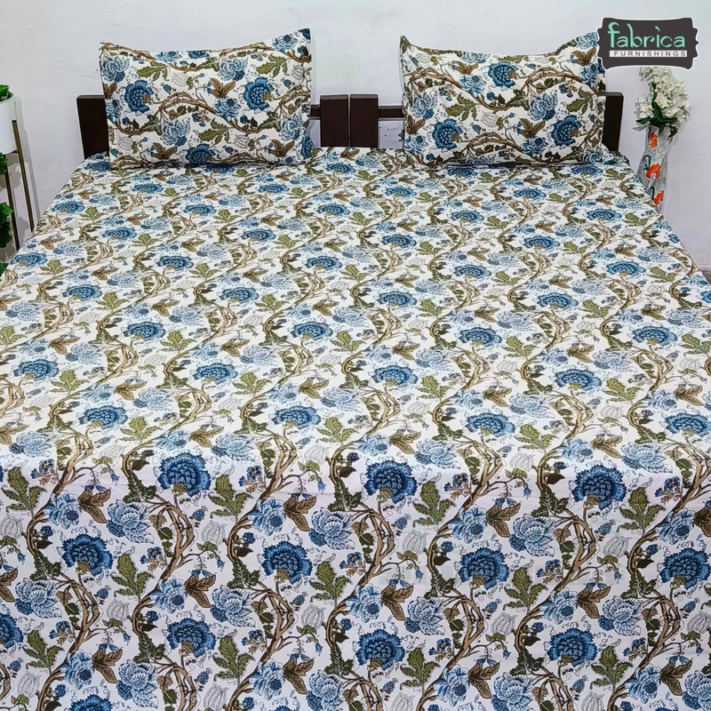 Anokhi Printed King Pure Cotton King Size Bedsheet Set