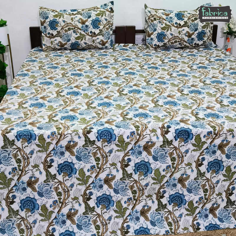 Anokhi Printed King Pure Cotton King Size Bedsheet Set