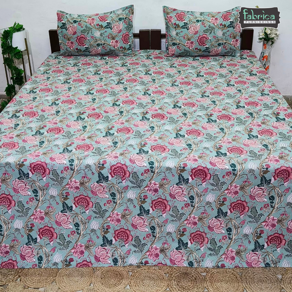 Anokhi Printed King Pure Cotton King Size Bedsheet Set