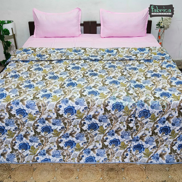 Handblock Printed Double Bed Pure Cotton Reversible Quilts