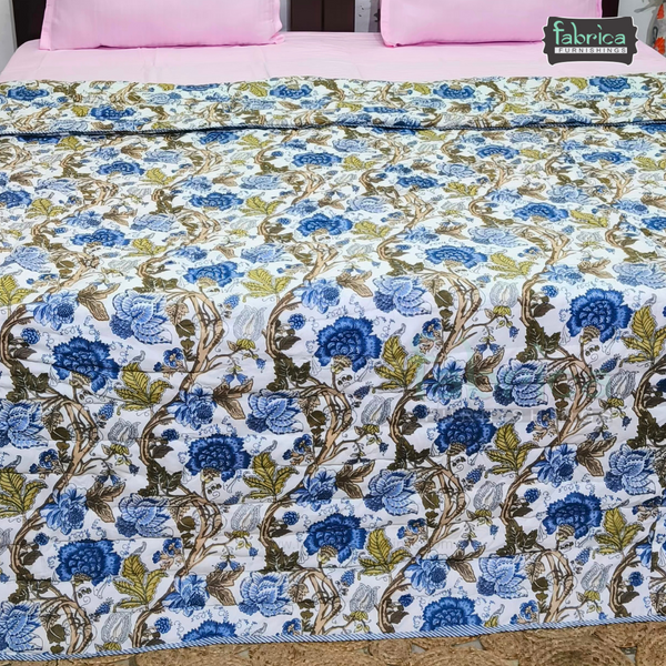 Handblock Printed Double Bed Pure Cotton Reversible Quilts