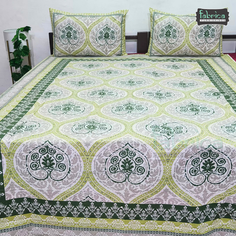 Gulbahar Single bed Pure Cotton Bedsheet with 2 pillow Covers