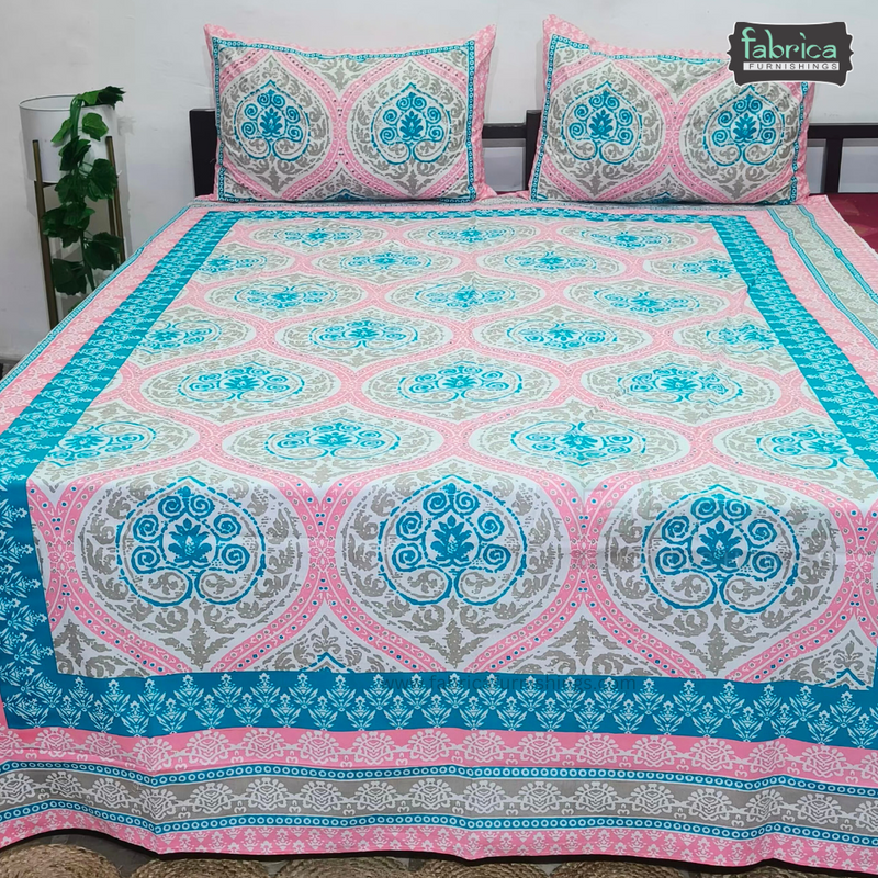 Gulbahar Single bed Pure Cotton Bedsheet with 2 pillow Covers