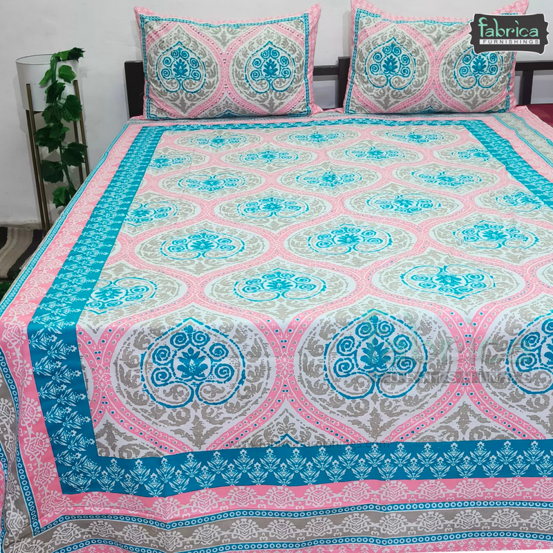 Gulbahar Single bed Pure Cotton Bedsheet with 2 pillow Covers