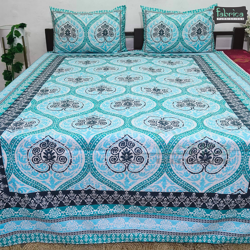 Gulbahar Single bed Pure Cotton Bedsheet with 2 pillow Covers