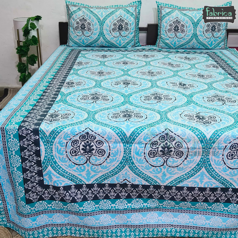 Gulbahar Single bed Pure Cotton Bedsheet with 2 pillow Covers