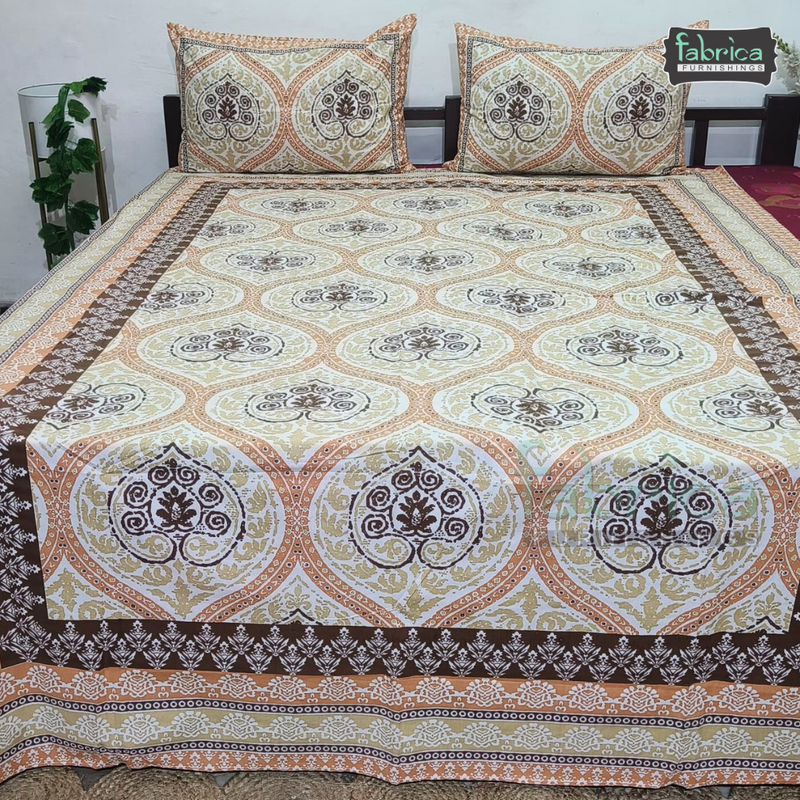 Gulbahar Single bed Pure Cotton Bedsheet with 2 pillow Covers