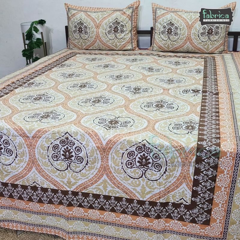 Gulbahar Single bed Pure Cotton Bedsheet with 2 pillow Covers