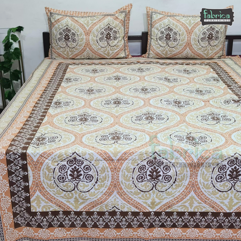 Gulbahar Single bed Pure Cotton Bedsheet with 2 pillow Covers