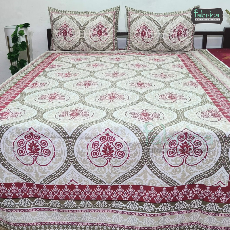 Gulbahar Single bed Pure Cotton Bedsheet with 2 pillow Covers