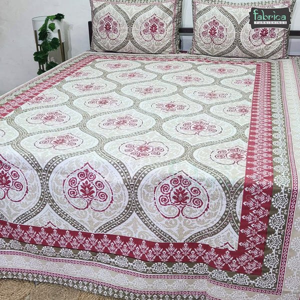 Gulbahar Single bed Pure Cotton Bedsheet with 2 pillow Covers