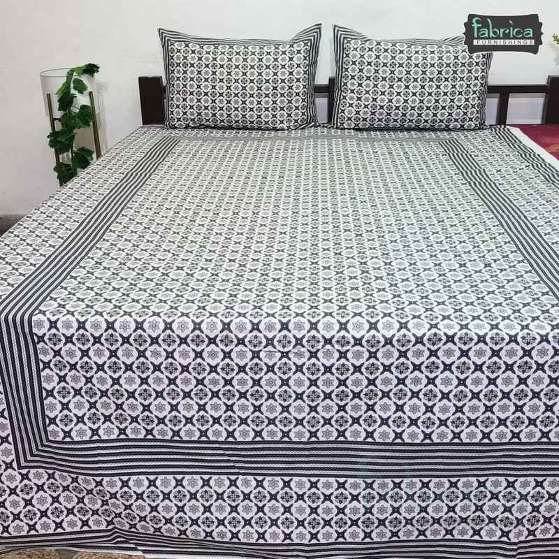 Gulbahar Single bed Pure Cotton Bedsheet with 2 pillow Covers