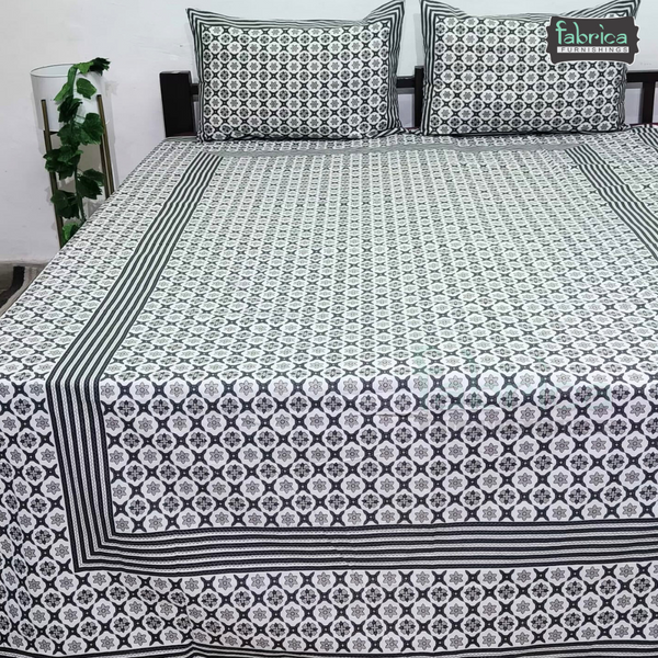 Gulbahar Single bed Pure Cotton Bedsheet with 2 pillow Covers