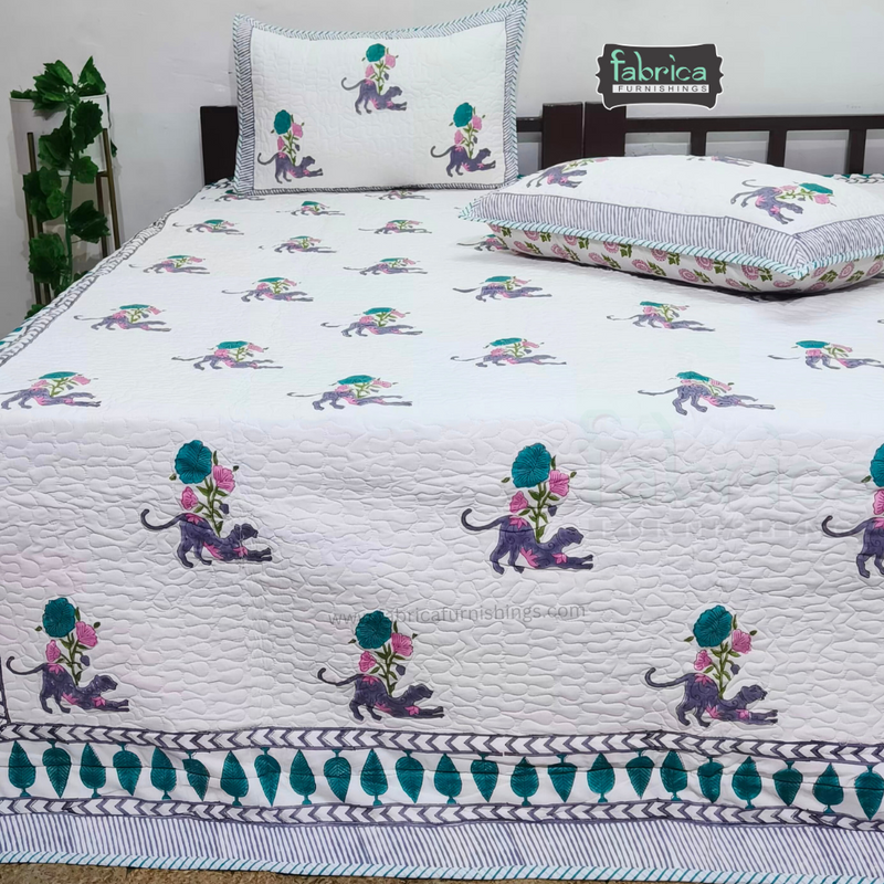 Sanganeri dreams Mul Cotton Handblock Printed king Size Quilted Bedcovers