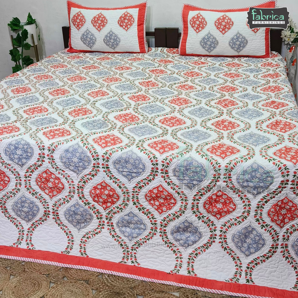 Sanganeri dreams Mul Cotton Handblock Printed king Size Quilted Bedcovers