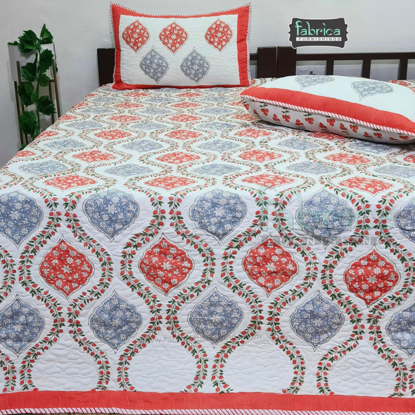 Sanganeri dreams Mul Cotton Handblock Printed king Size Quilted Bedcovers