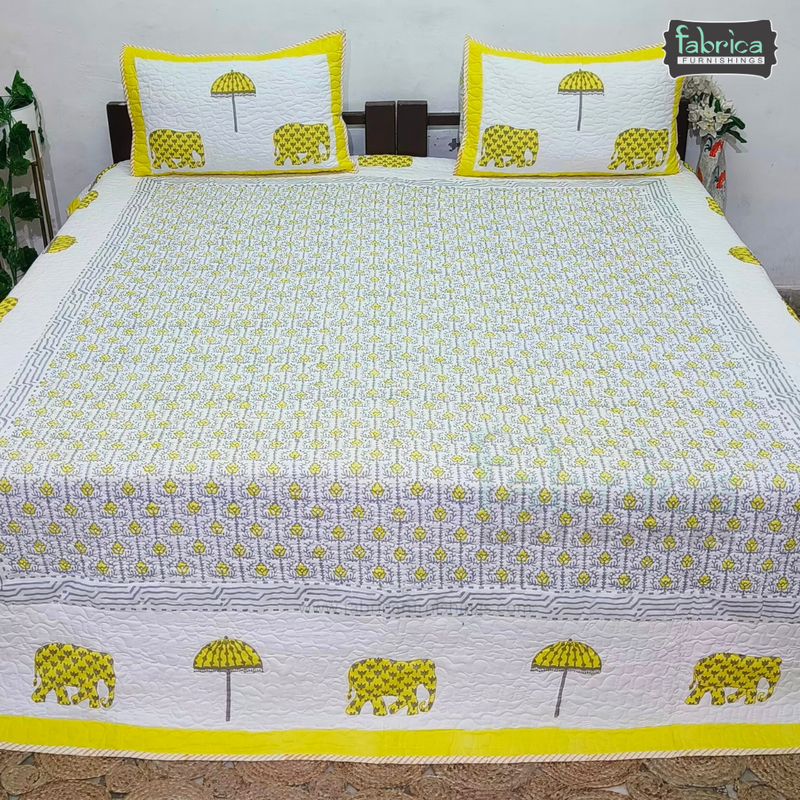 Sanganeri dreams Mul Cotton Handblock Printed king Size Quilted Bedcovers