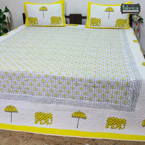 Sanganeri dreams Mul Cotton Handblock Printed king Size Quilted Bedcovers