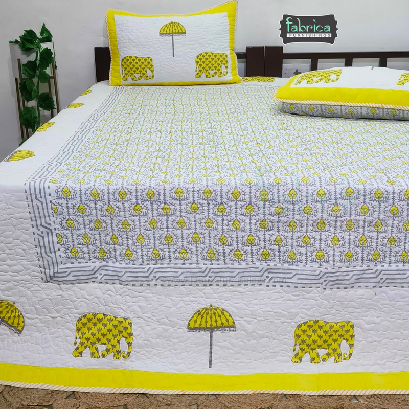 Sanganeri dreams Mul Cotton Handblock Printed king Size Quilted Bedcovers