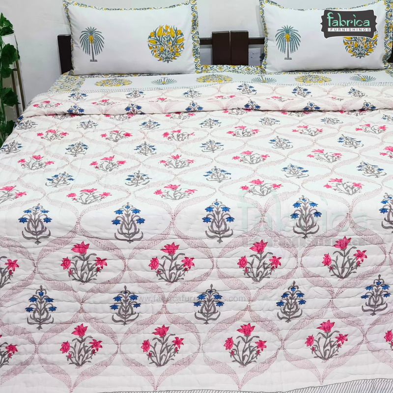 Rangoli Handblock Printed Pure Mul Cotton Quilts / Rajai