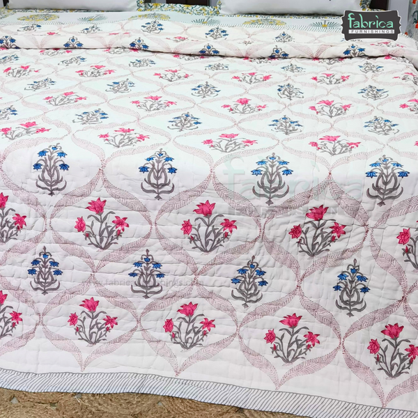 Rangoli Handblock Printed Pure Mul Cotton Quilts / Rajai