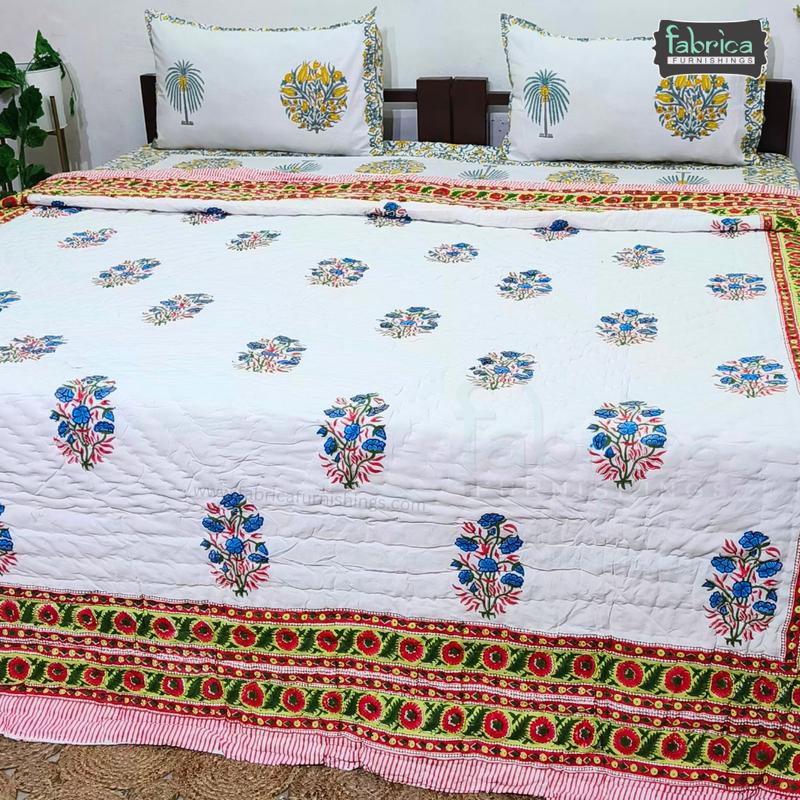 Rangoli Handblock Printed Pure Mul Cotton Quilts / Rajai