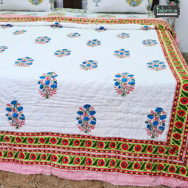 Rangoli Handblock Printed Pure Mul Cotton Quilts / Rajai