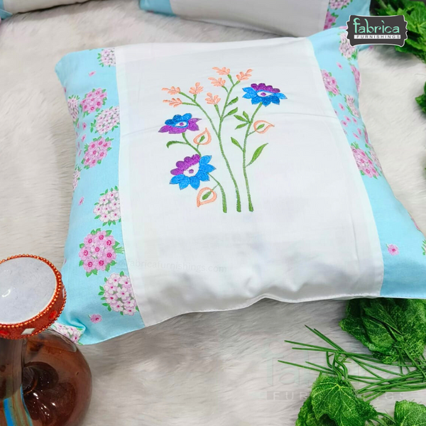 Mix & Match Pure Cotton  Embroidered Cushion Covers (Set of 5 Pcs )