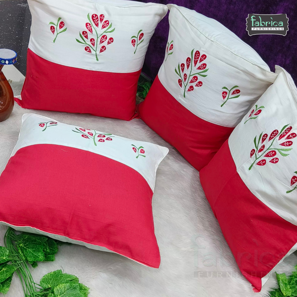 Mix & Match Pure Cotton  Embroidered Cushion Covers (Set of 4 Pcs )