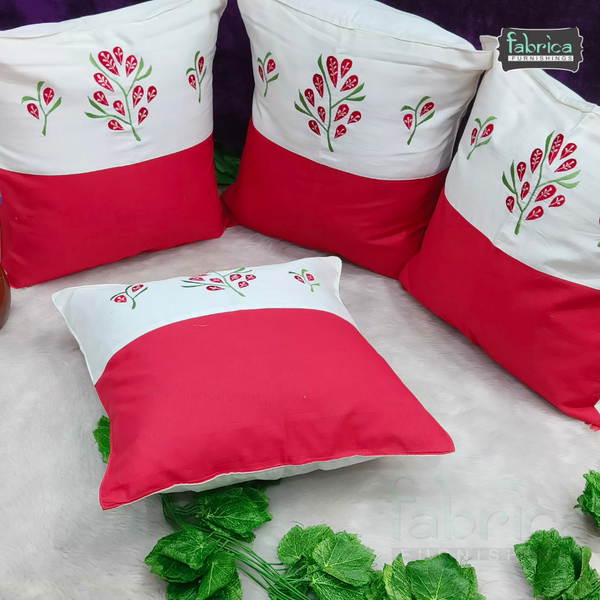 Mix & Match Pure Cotton  Embroidered Cushion Covers (Set of 4 Pcs )