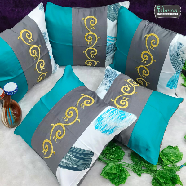 Mix & Match Pure Cotton  Embroidered Cushion Covers (Set of 5 Pcs )