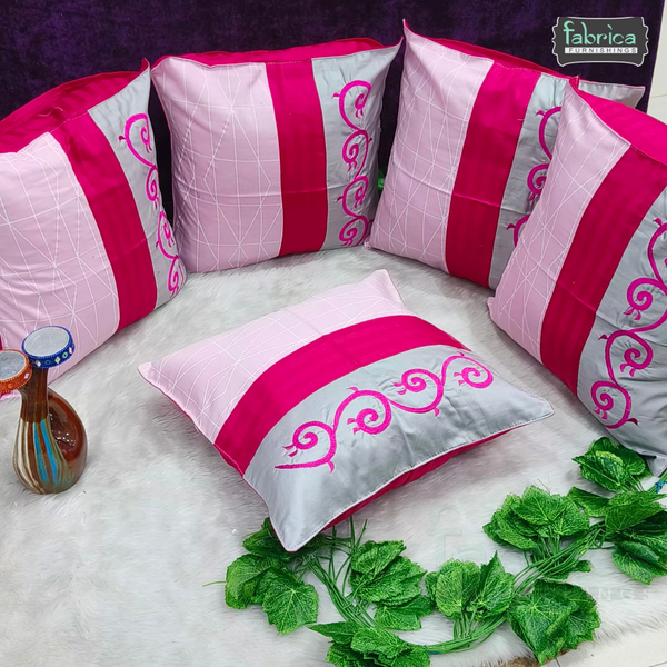 Mix & Match Pure Cotton  Embroidered Cushion Covers (Set of 5 Pcs )