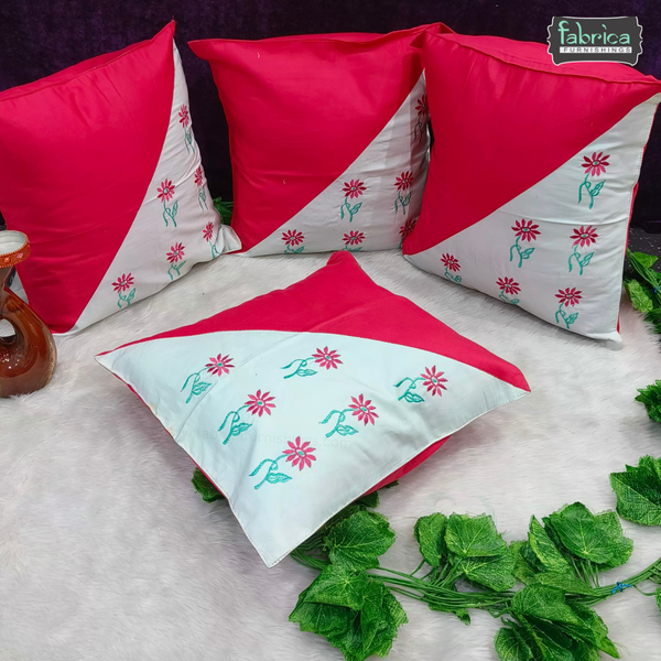 Mix & Match Pure Cotton  Embroidered Cushion Covers (Set of 4 Pcs )