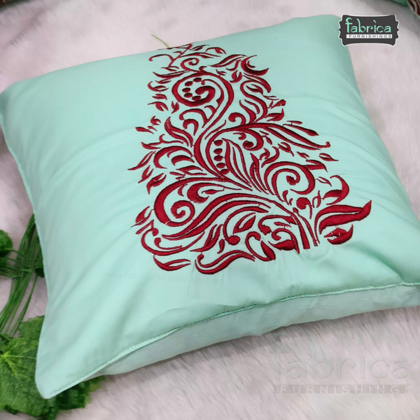 Solid Pure Cotton  Embroidered Cushion Covers (Set of 5 Pcs )