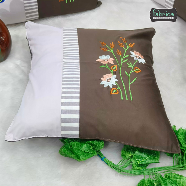 Mix & Match Pure Cotton  Embroidered Cushion Covers (Set of 5 Pcs )